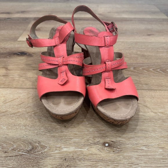 Women’s SPERRY Top-Sider Leather Coral/Pink Open Toe Wedge Sandal - Size 8.5 - Picture 7 of 8